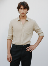 100% Linen Shirt Dark Biege