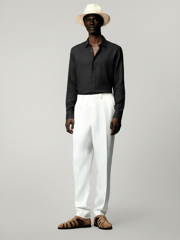 100% Linen Shirt Black