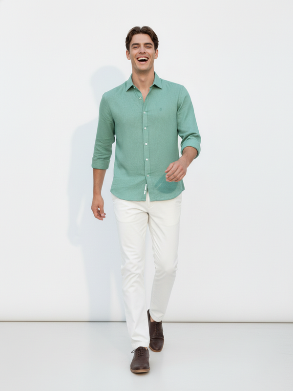 100% Linen Shirt SeaFoam Green