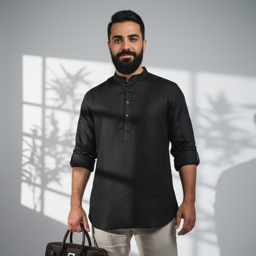 Belgian Linen™ Kurta Black