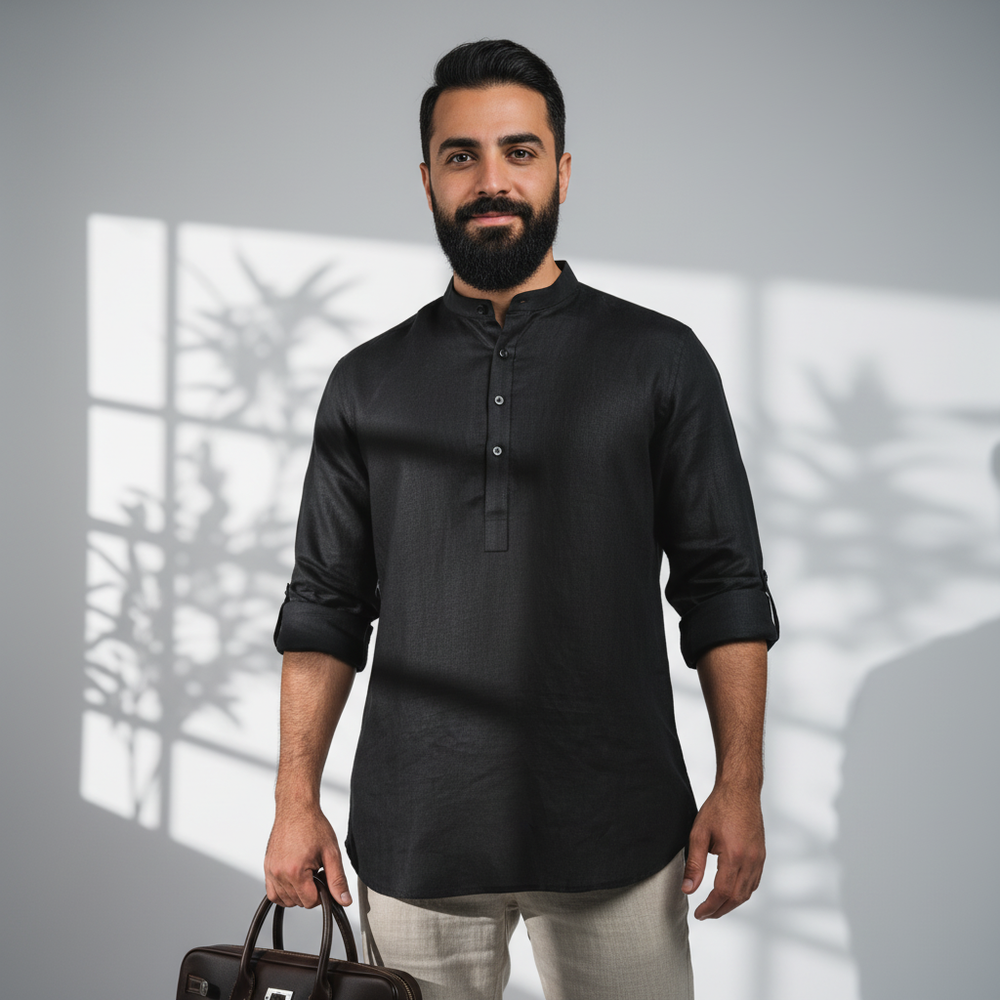 Belgian Linen™ Kurta Black