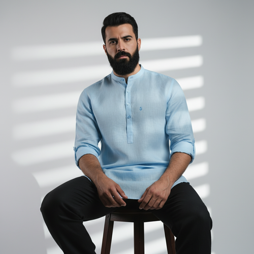 Belgian Linen™ Kurta Blue