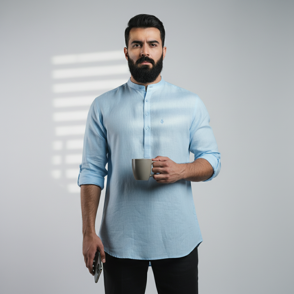 Belgian Linen™ Kurta Blue
