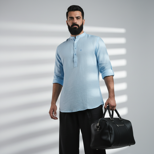 Belgian Linen™ Kurta Blue
