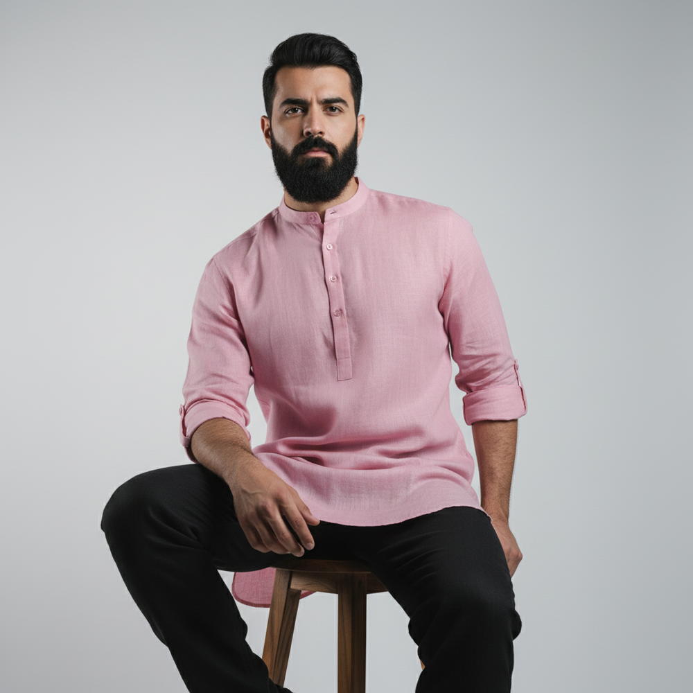 Belgian Linen™ Kurta Brandy Rose