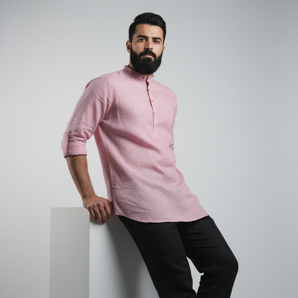 Belgian Linen™ Kurta Brandy Rose