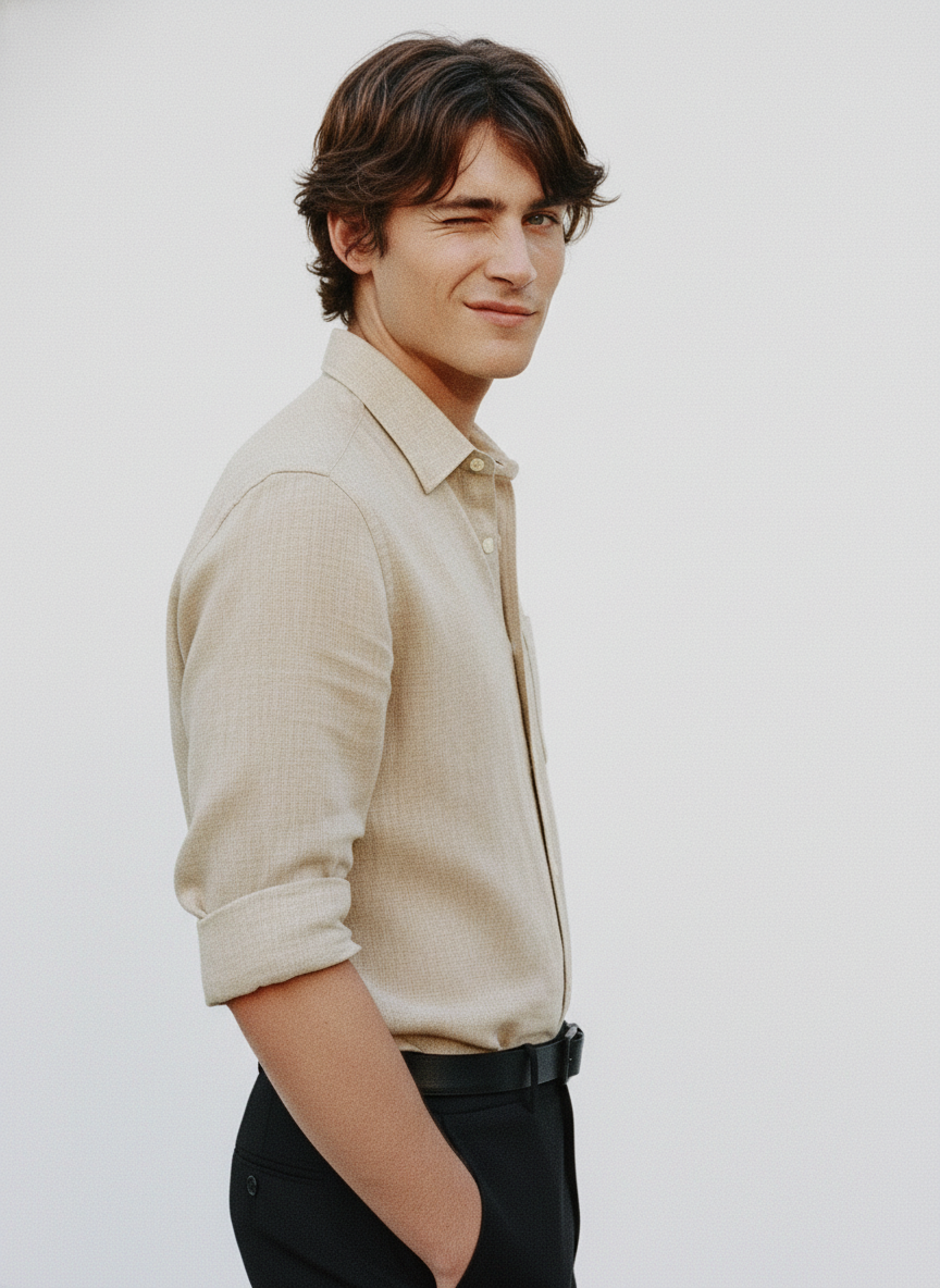 100% Linen Shirt Dark Biege