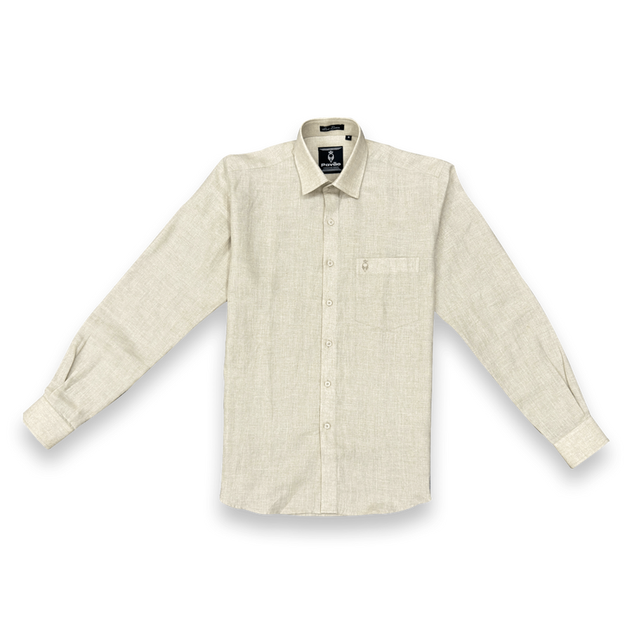 Beige linen shirt on a white background