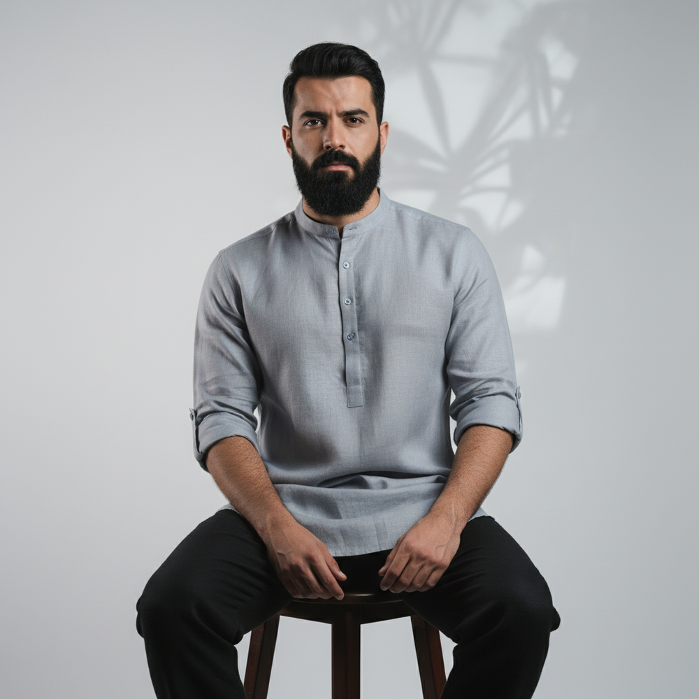 Belgian Linen™ Kurta Grey