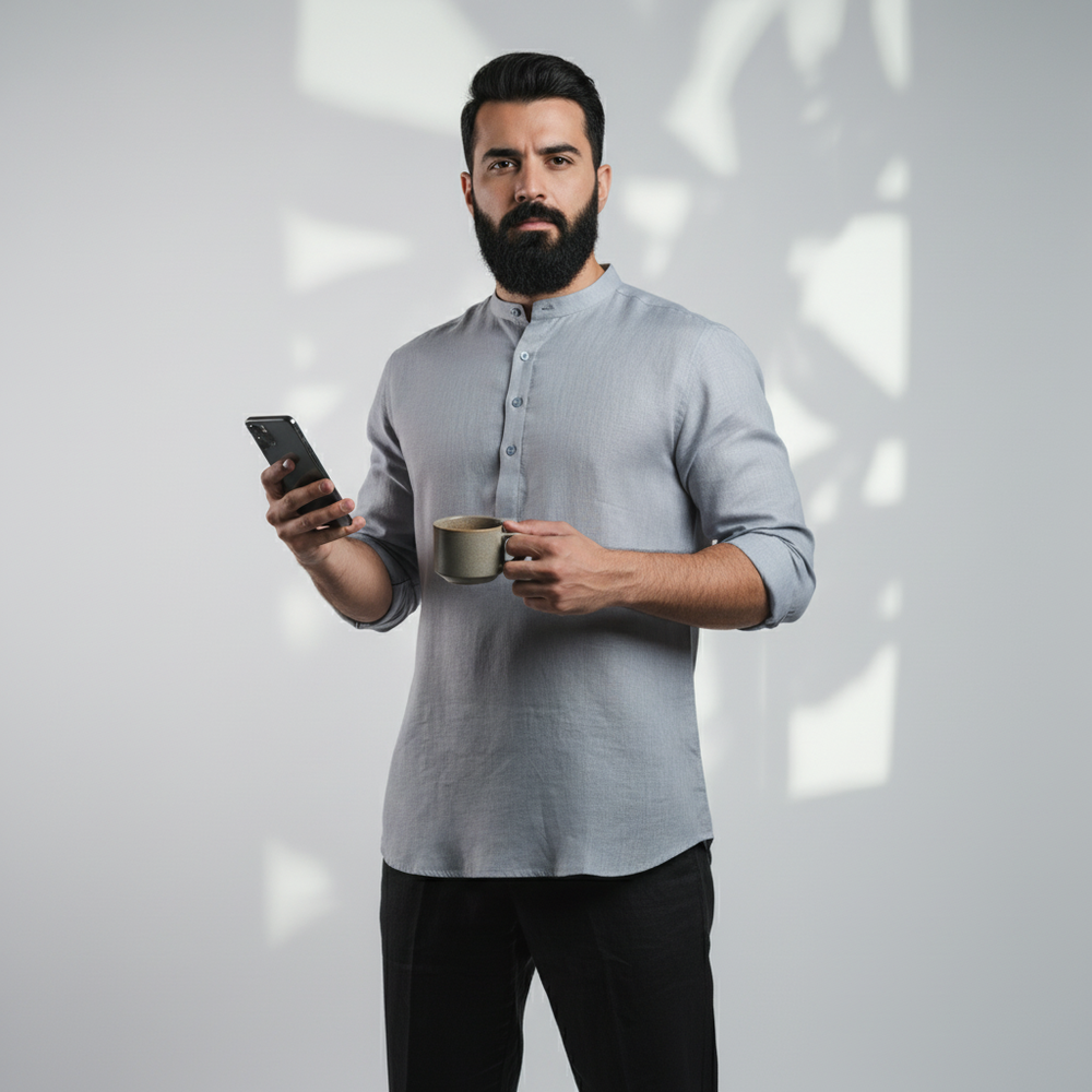 Belgian Linen™ Kurta Grey