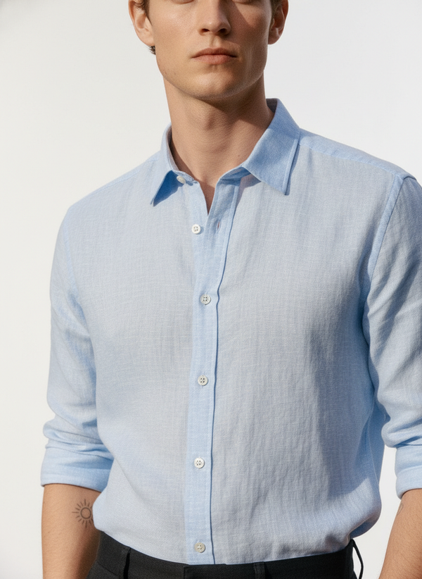100% Linen Shirt Light Blue