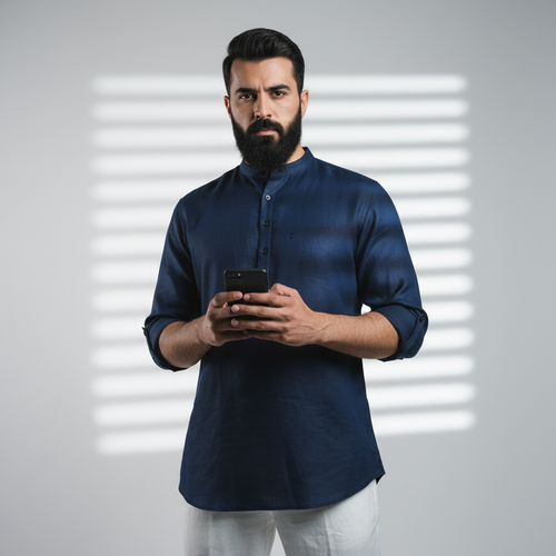 Belgian Linen™ Kurta Navy Blue
