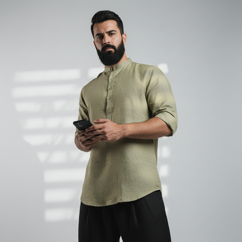 Belgian Linen™ Kurta Olive