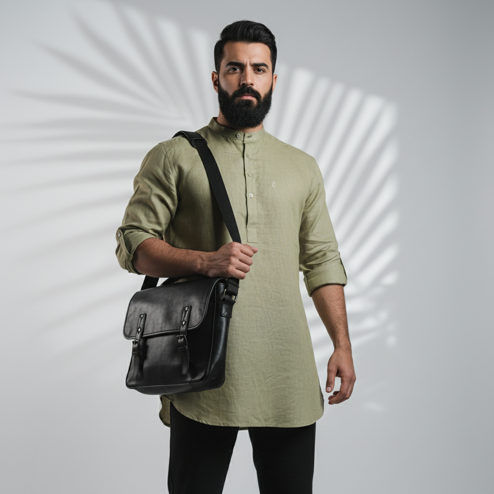 Belgian Linen™ Kurta Olive