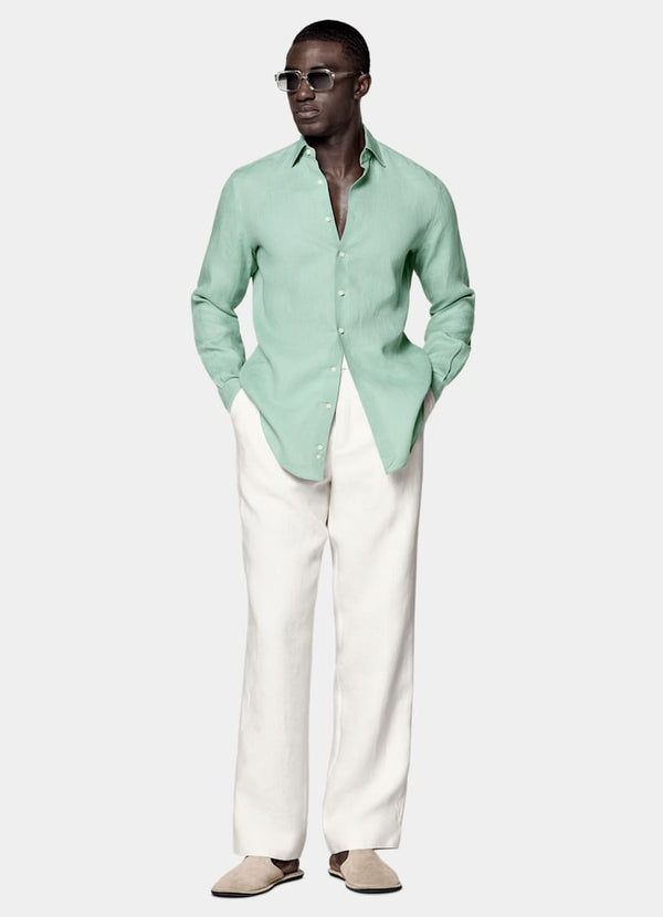 100% Linen Shirt SeaFoam Green