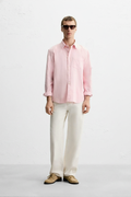 100% Linen Shirt Baby Pink
