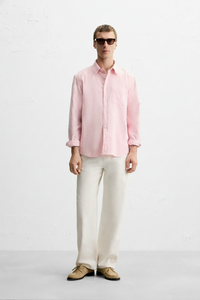 100% Linen Shirt Baby Pink
