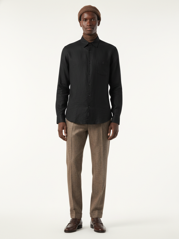 100% Linen Shirt Black