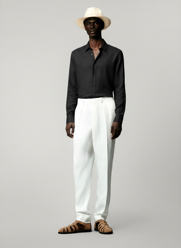 100% Linen Shirt Black