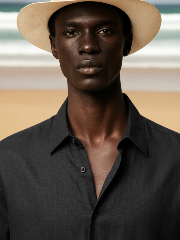 100% Linen Shirt Black