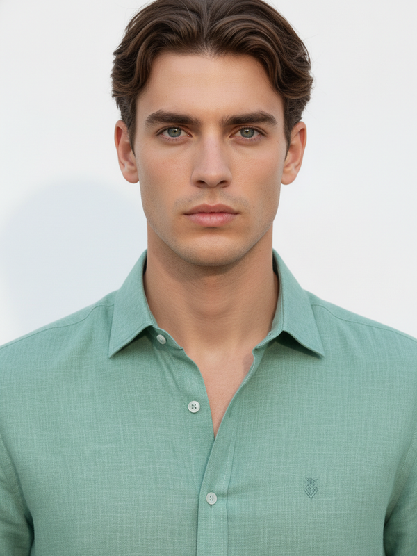 100% Linen Shirt SeaFoam Green