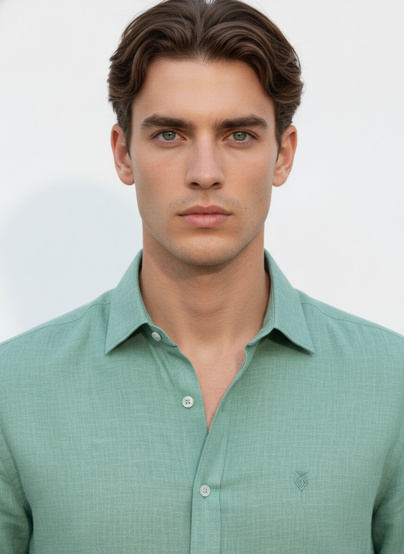 100% Linen Shirt SeaFoam Green