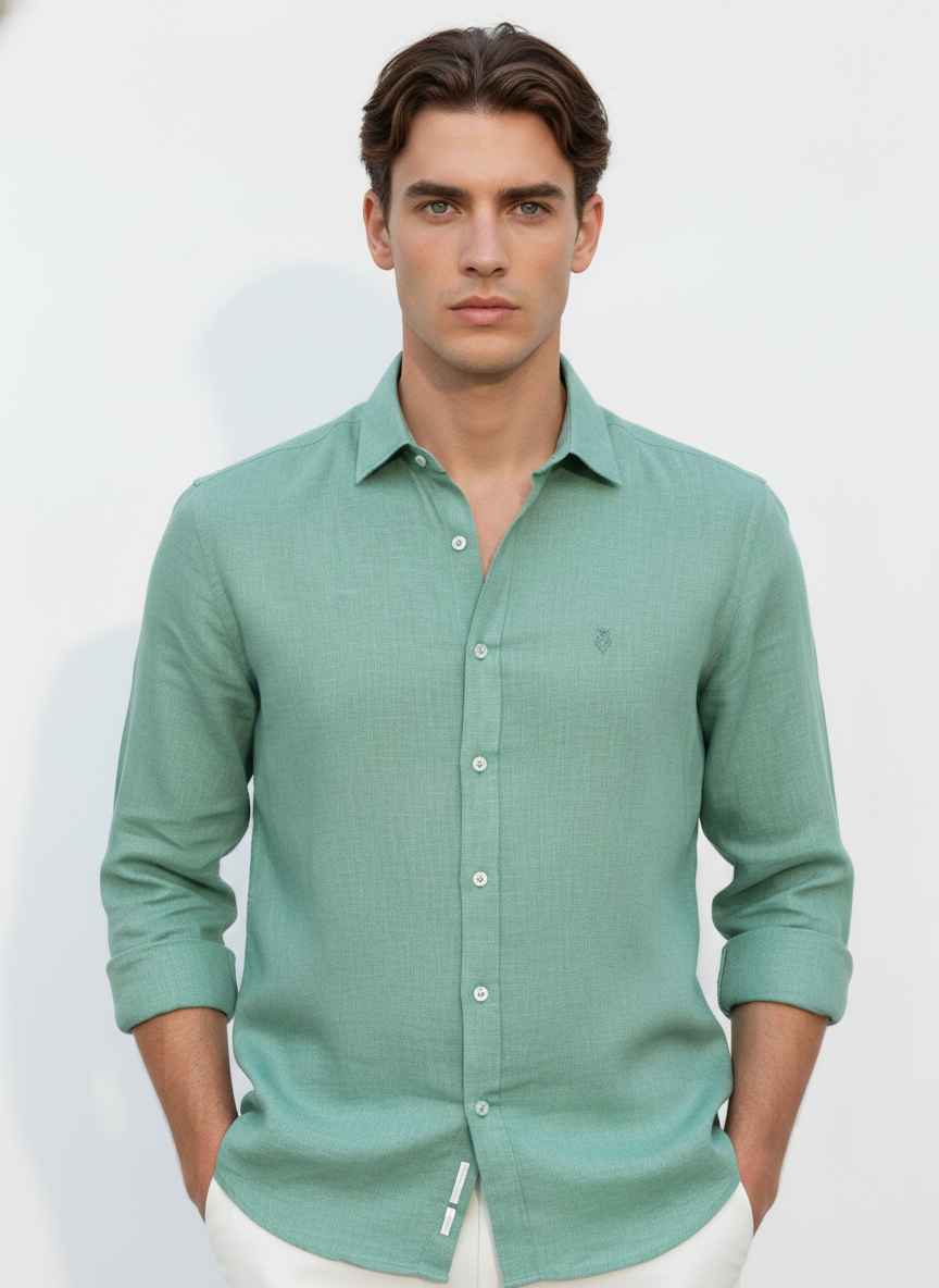 100% Linen Shirt SeaFoam Green
