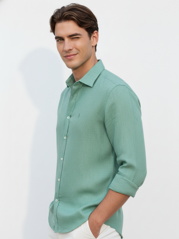 100% Linen Shirt SeaFoam Green