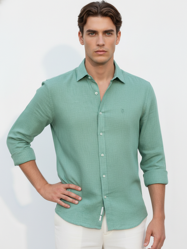 100% Linen Shirt SeaFoam Green