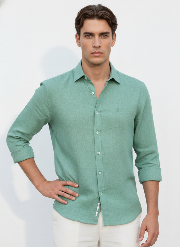 100% Linen Shirt SeaFoam Green
